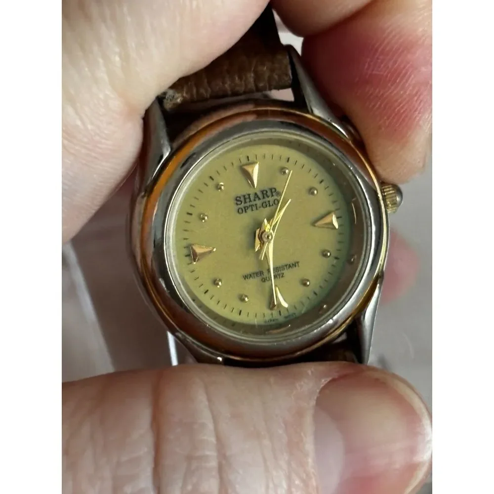 Sharp Opti-glo 361633 brown dial vintage women's watch, working
